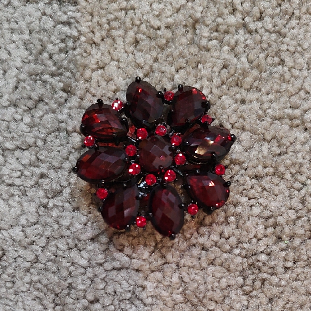 Joan Rivers Deep Red Gem Brooch